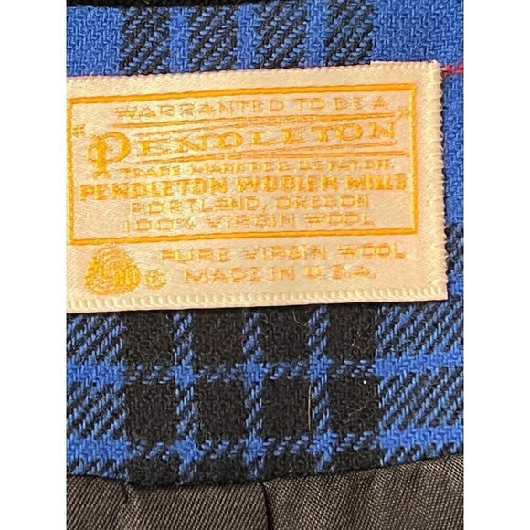 Vintage Pendleton Womens Blue Plaid Blazer Sz 6 Virgin Wool Velvet USA - Picture 8 of 13
